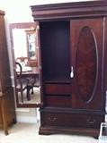                  TV armoire with mirrored inner door
