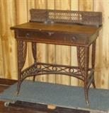 Oak & Wicker Desk