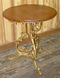 Mahogany Top Table w/Cast Iron Base