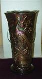 Large Fenton Glass Peacock Vase (Signed By Fenton Family Member)