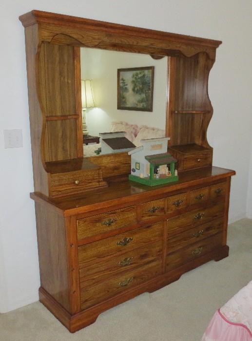 Large mirrored bedroom hutch with old country store miniature 