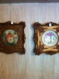 framed hand-painted plates