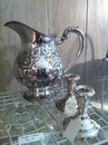 large selection of silver plate serving pieces
