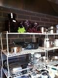 variety of pots, pans, and small appliances