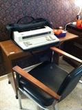 typewriter, typewriter stand, & office chair