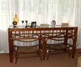 Rattan sofa table or occasional table.   Nice pair of matching stools priced separately.