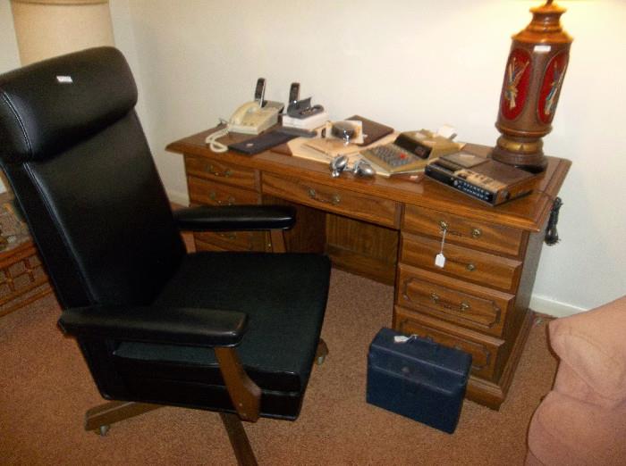 EXCELLENT condition executive desk and desk chair!  Lots of office machinery from which to choose!