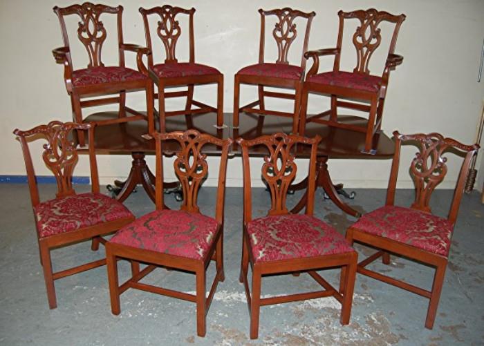 Antique Mahogany Banquet Table & 8 Chairs