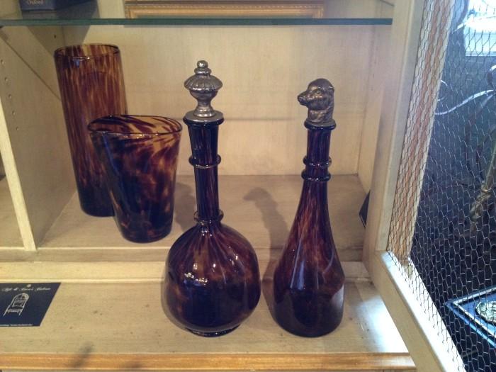 Tortoise decanters and glasses
