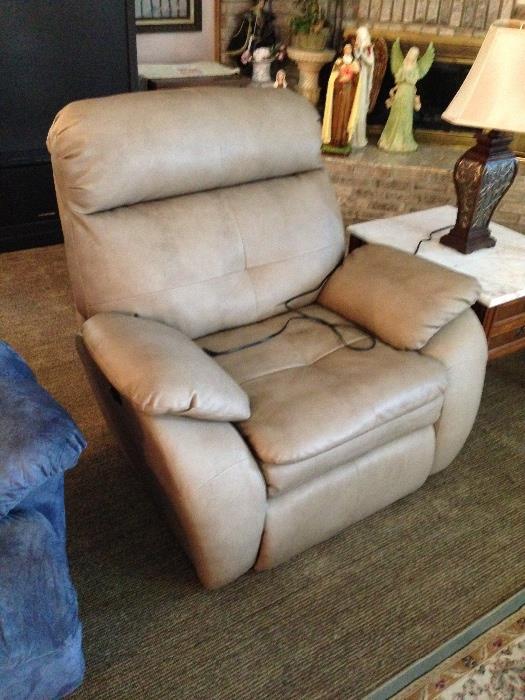 Leather chair with motorized recliner - recline with a push of a button!