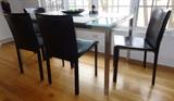 Contemporary breakfast table w/ Italian leather chairs