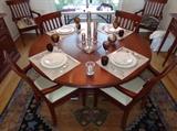 Charles Shackleton custom Vermont cherry pedestal dining table & 6 chairs