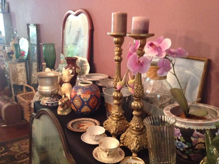 antique mirrors, candle sticks