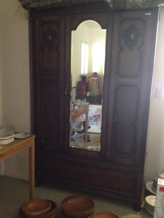 early 20th century armoire with orig mirror