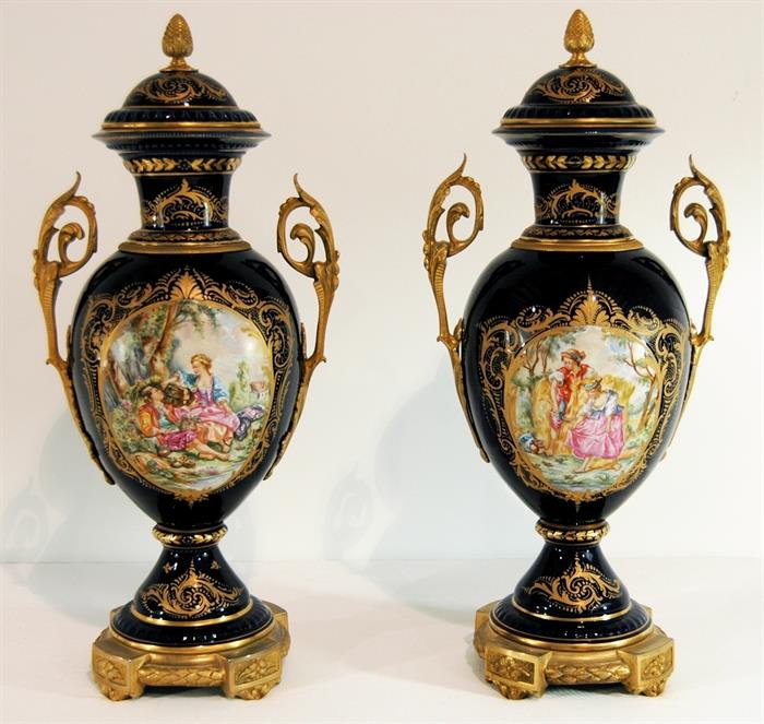 Sevres style urns