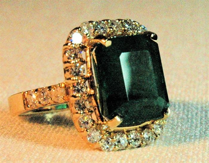 9.79 carat emerald & diamond ring
