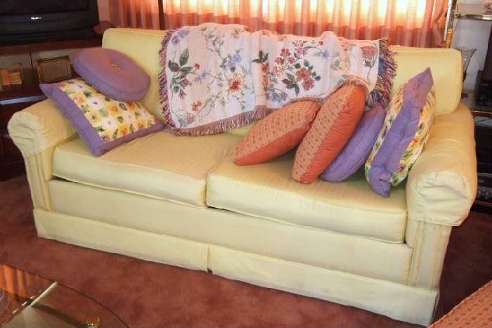 happy yellow hideabed loveseat $75