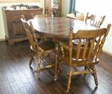 Dining table, chairs and dry sink