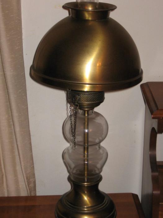 decorative brass and glass electric lamp