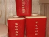 1950s red plastic canisters