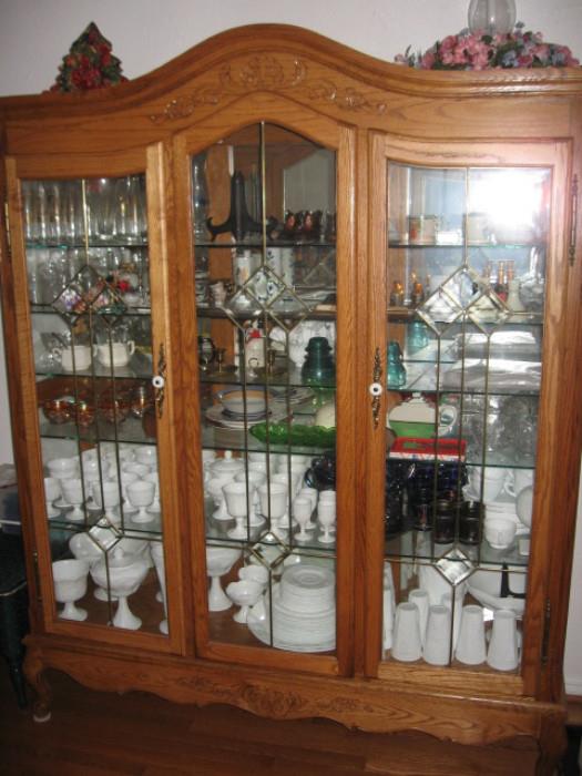 china cabinet solid ash wood 63 wide, 18 deep, 77 tall.