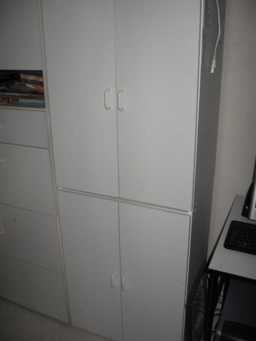 white storage cabinets [2] 31 tall, 16 deep, 24 white