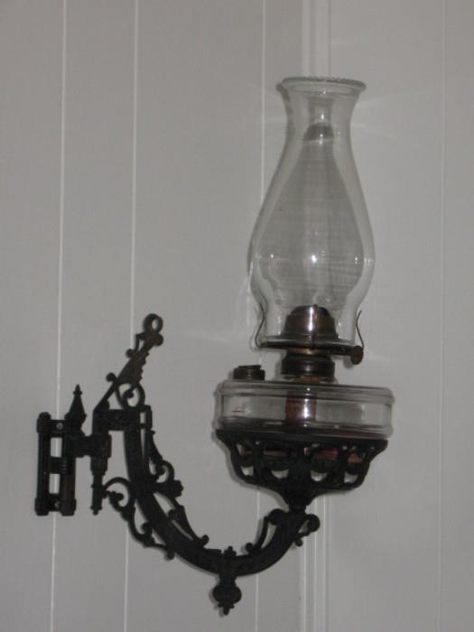 antique wall mount oil lamp from Sweden 1890