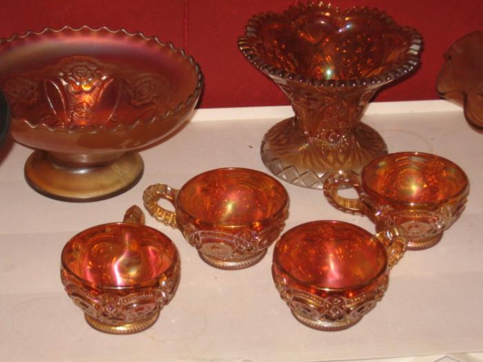 antique orange carnival glass