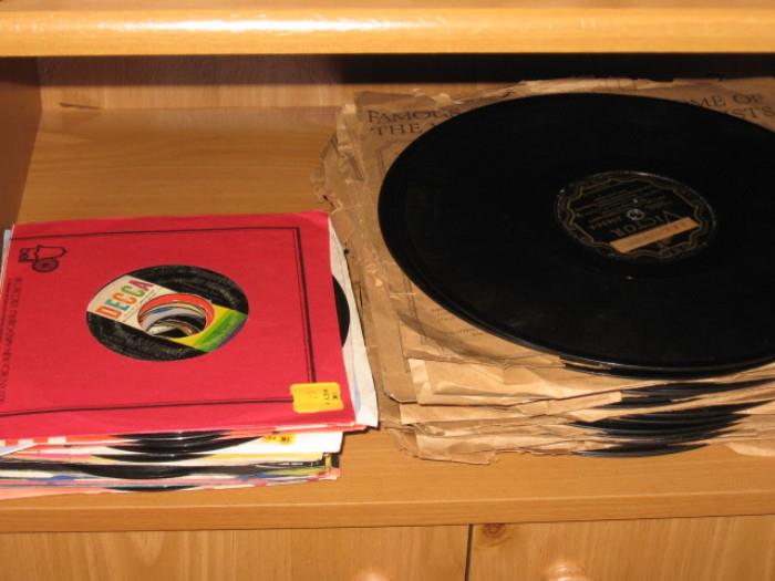 vintage 45 RPM and 33 1/3 RPM records