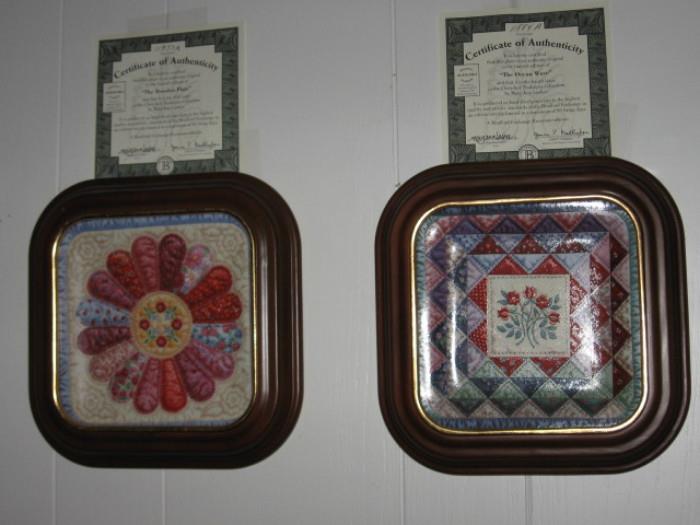 8 wall hanging quilt plates with certificates 'Cherished Traditions' collection