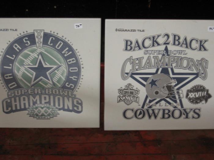 "RARE" 18" x 18" Marazzo tiles of Dallas Cowboys Super Bowl champions XXVII and XXX.