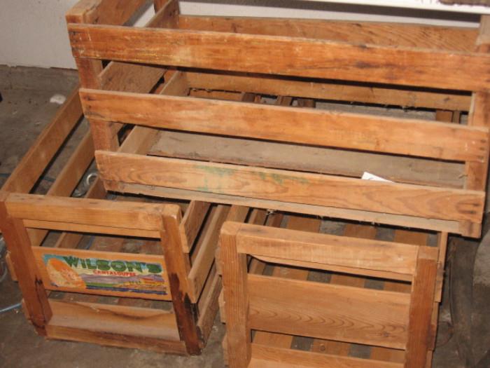 3 wooden fruit crates