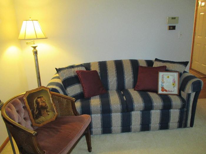 Lazy Box Sleeper Sofa and a side chair, Floor lamp