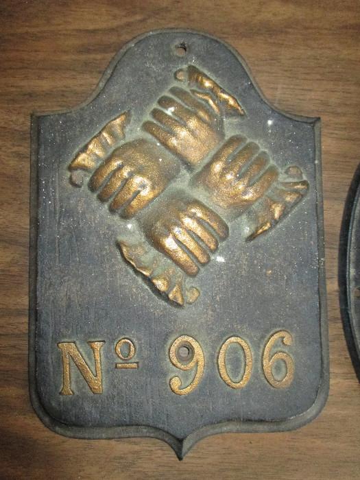 Antique cast metal Fire Insurance plaque
