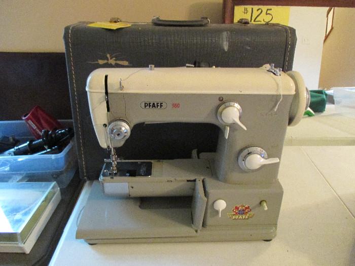 Pfaff 360 vintage sewing machine with case and some accessories