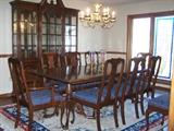HARDEN "Brewster and Stroud" Dining Room Set includes table, 10 chairs, 2 leafs, Pads for table top, lighted large China Cabinet, Buffet and server..all pictured in next shots...