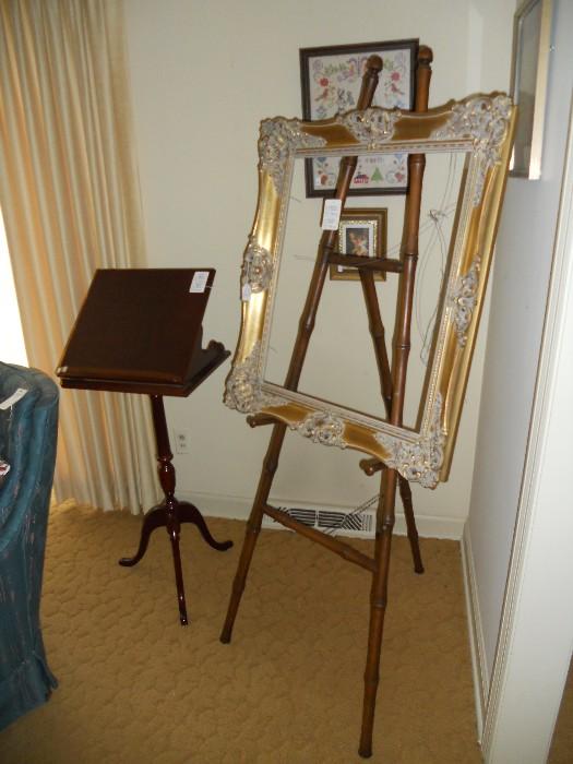 Picture Frame on easel with Book Stand to the left