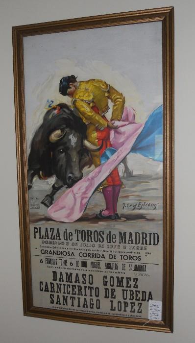 Framed Bullfight Advertisement Poster - Madrid