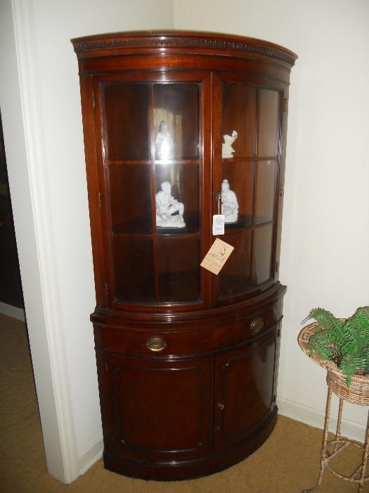 Outstanding Mahogany Curved Front Corner Cabinet by Drexel