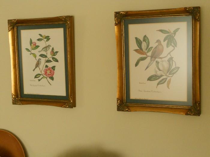Framed Signed Anne Worsham Richardson (Charleston, S.C.) Prints - Morning Dove with Magnolia
