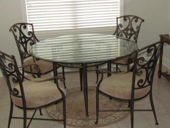 Wrought Iron and Glass Kitchen table and chairs