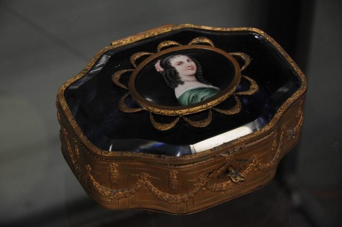 French gilt and glass portrait box