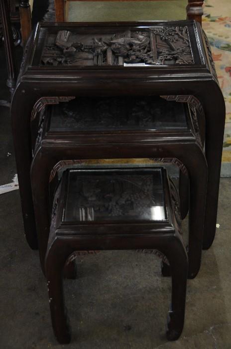 Chinese carved nest of tables