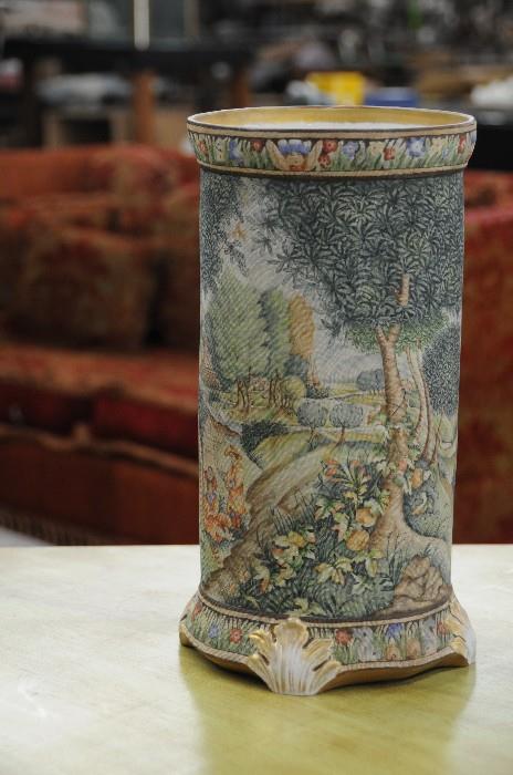 German porcelain and embroidery vase