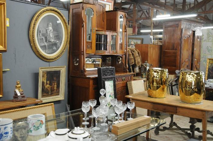Antique and modern furniture and decorations