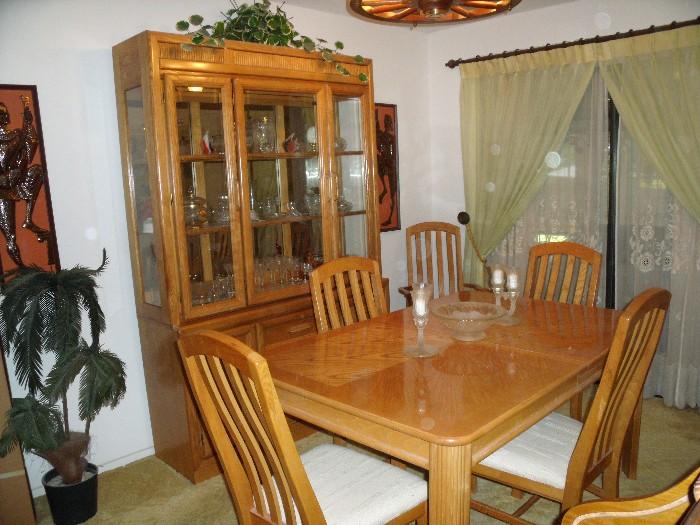 Oak dining set with 6 chairs.  Very good condition