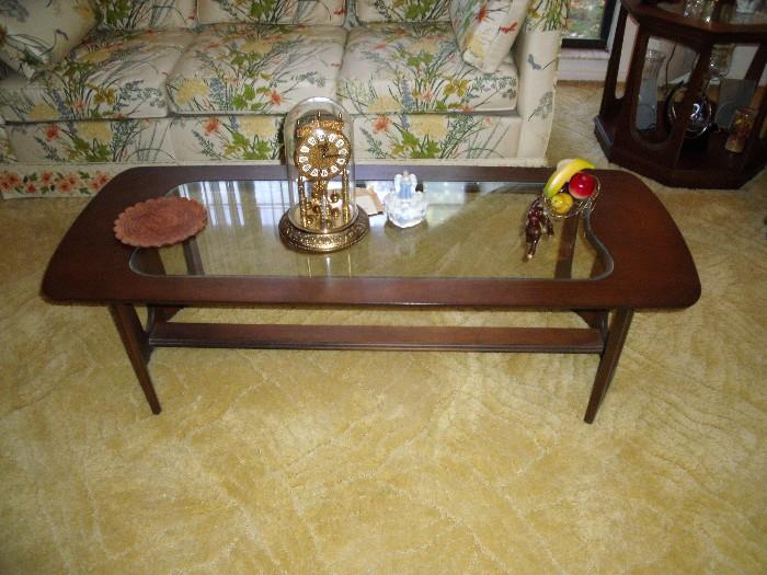 Danish style coffee table with glass top.  Anniversary clock