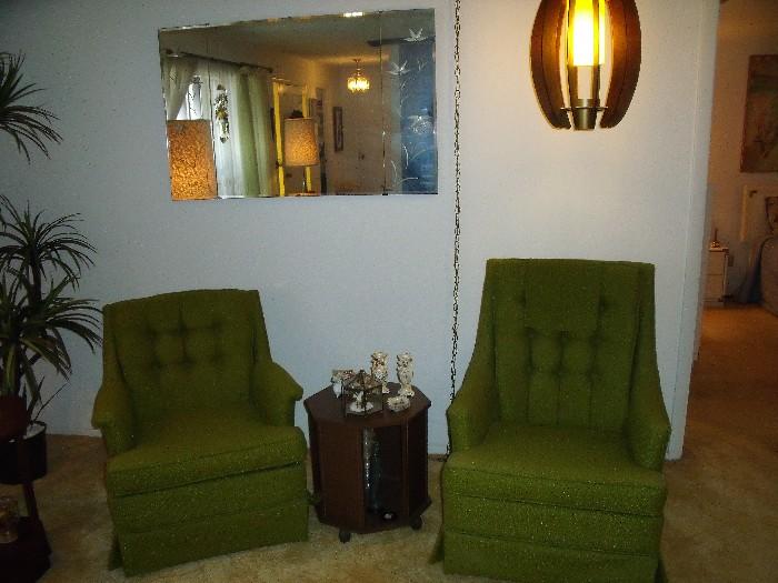 Retro swivel rockers - men's and women's with wall mirror 