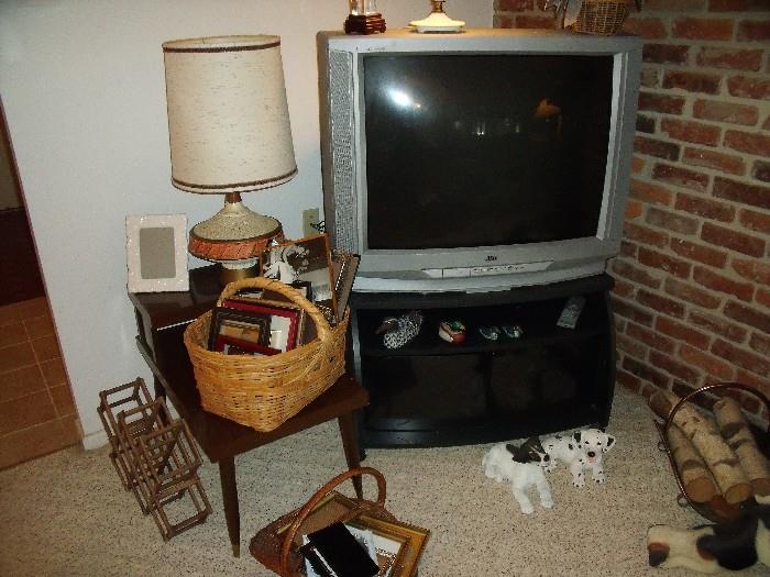Retro table lamp (one of a pair) with tv on stand