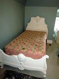 Two antique mahogany twin beds, partially painted